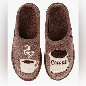 Haflinger Brown Wool Warm Slippers Coffee Design Size 40